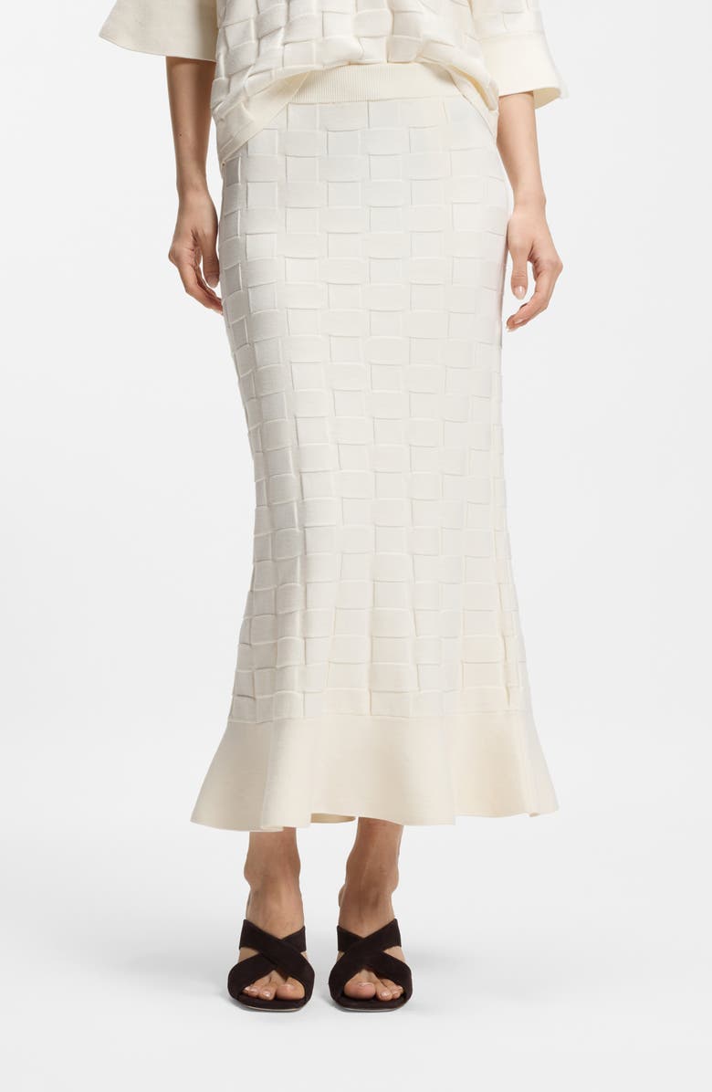 BOSS Foppy Textured Skirt, Main, color, Soft Cream
