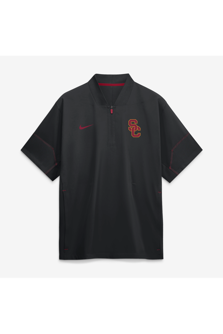Men's Nike Black USC Trojans 2026 Sideline Short Sleeve Quarter-Zip Coaches Jacket, Main, color, Black