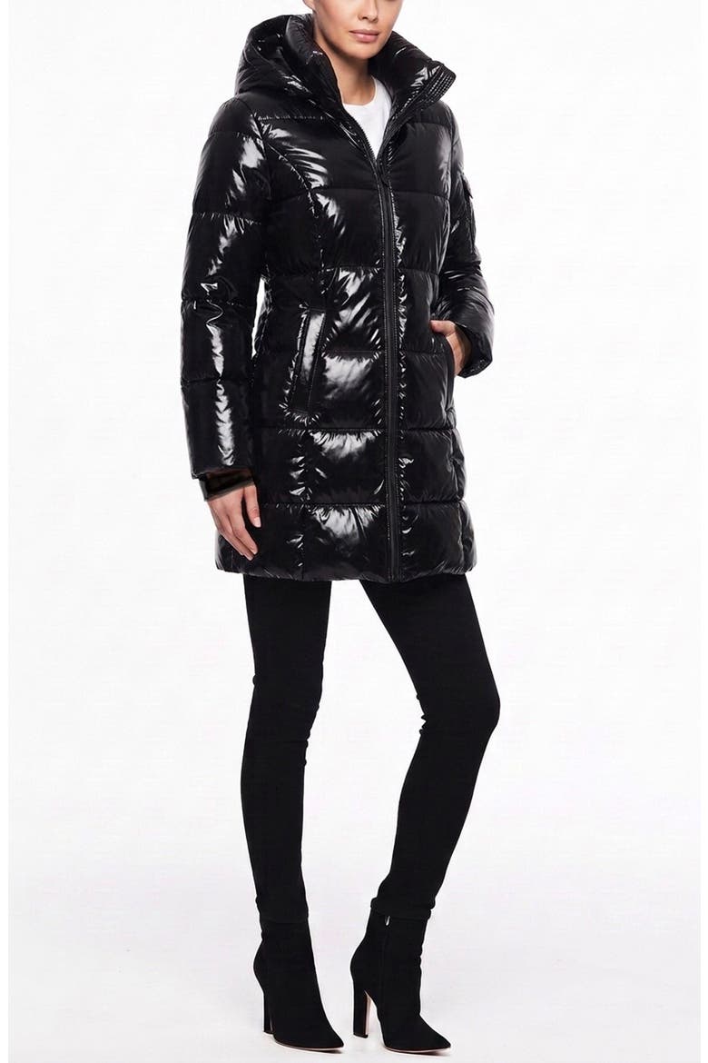 Mulberry Water Repellent Puffer Coat, Alternate, color, ONYX