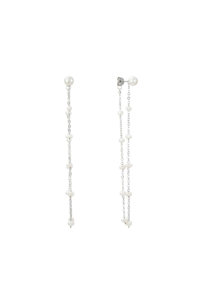 Lara Pearl Drop Earrings, Main, color, Silver