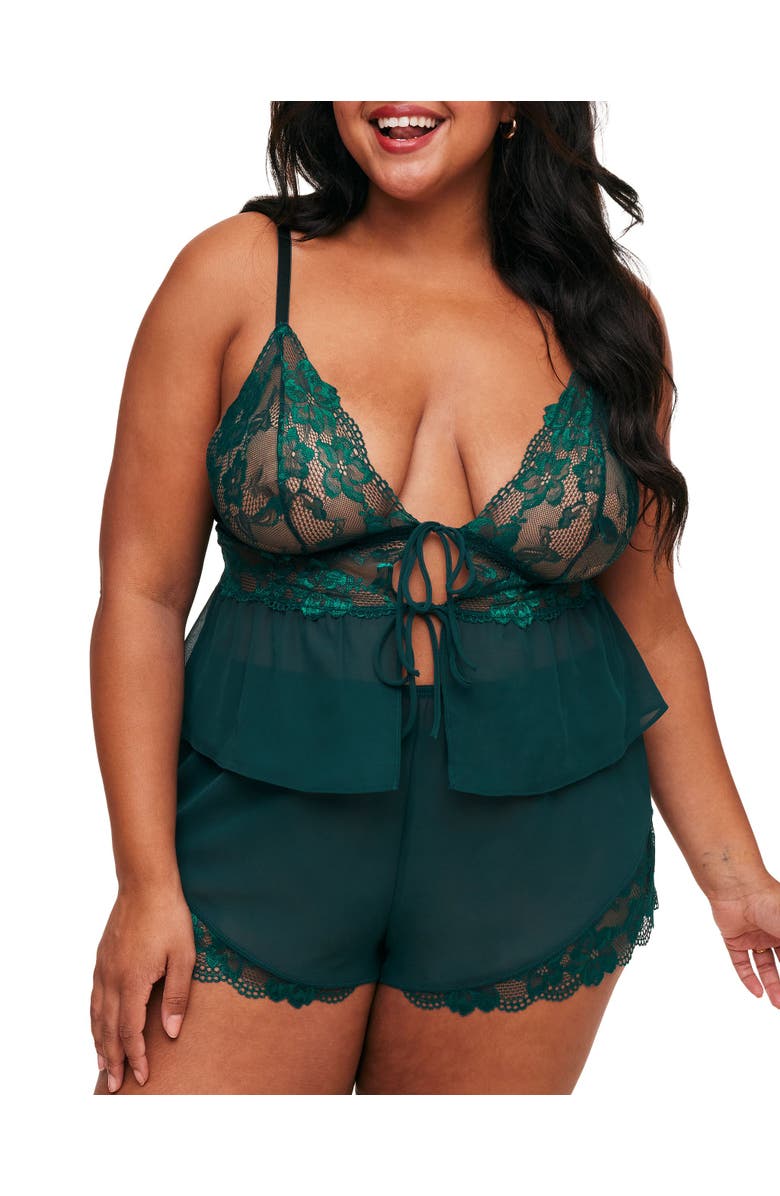 Adore Me Tammy Camisole & Shorts Set Lingerie, Main, color, Green
