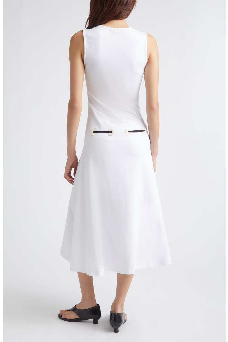 Suni Drawstring Organic Cotton Knit Midi Dress, Alternate, color, 000 - WHITE