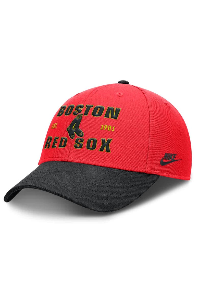 Nike Men's Nike Crimson/Black Boston Red Sox Neon 90s Rise Adjustable Hat, Main, color, Crimson