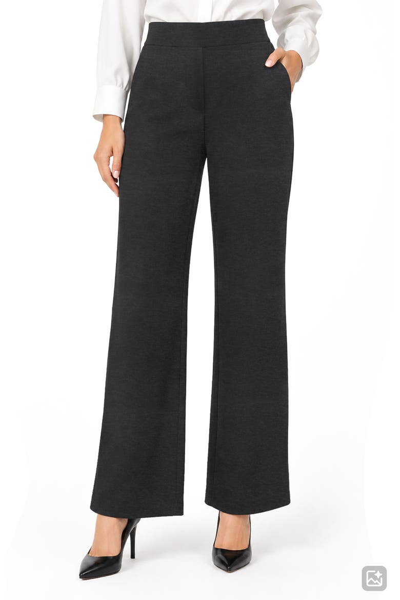 Kim Wide Leg Pull-On Pants, Main, color, CHARCOAL HEATHER