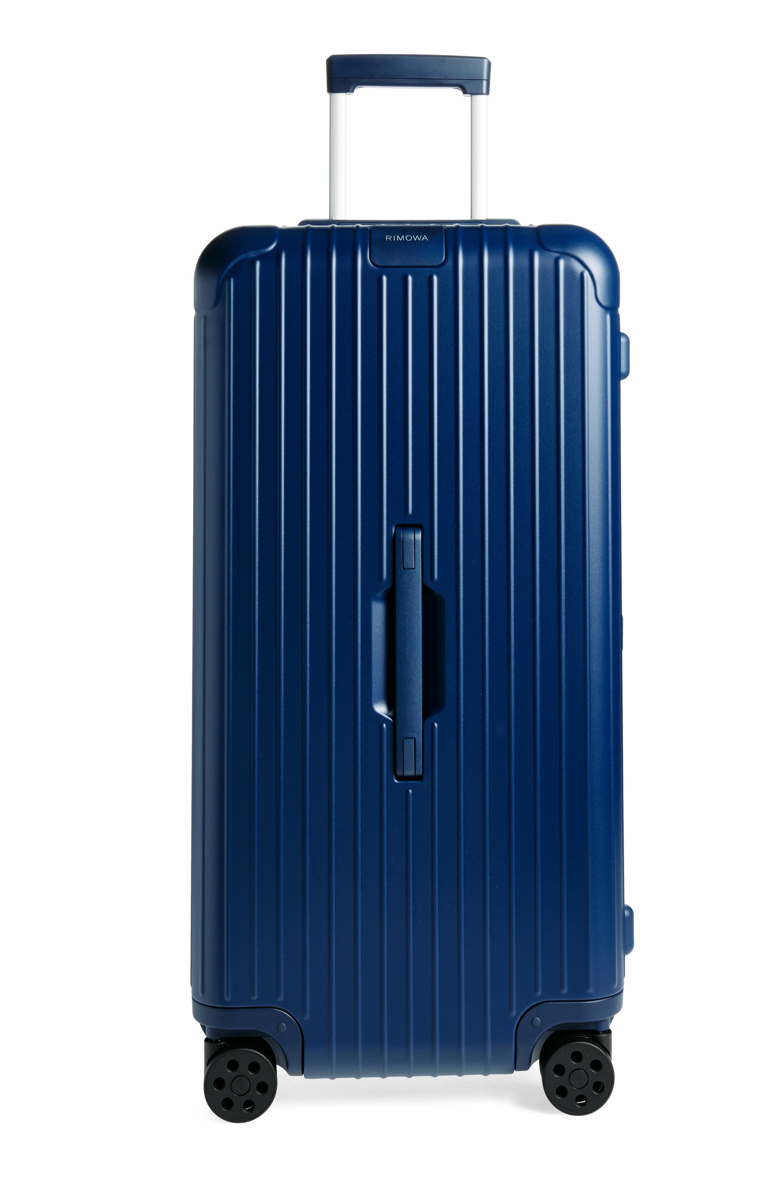 RIMOWA Essential Trunk Plus 32-Inch Wheeled Suitcase in Matte Blue 