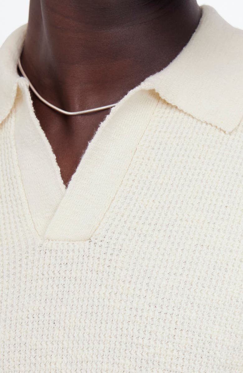 Madewell Johnny Collar Waffle Knit Polo, Alternate, color, Vintage Ivory
