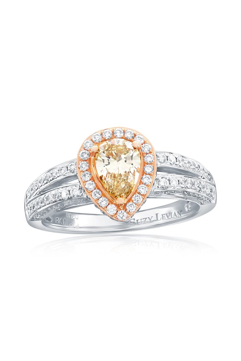 18K White & Rose Gold 0.60ct GIA-Certified Yellow Diamond & 0.64cttw Diamond Ring, Main, color, Yellow