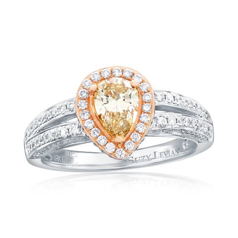 18K White & Rose Gold 0.60ct GIA-Certified Yellow Diamond & 0.64cttw Diamond Ring