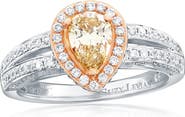SOUZANA by Suzy Levian 18K White & Rose Gold 0.60ct GIA-Certified Yellow Diamond & 0.64cttw Diamond Ring