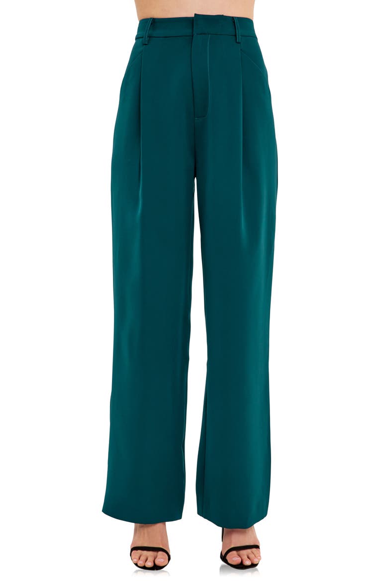 Classic Pleated Suit Trousers, Alternate, color, EMERALD