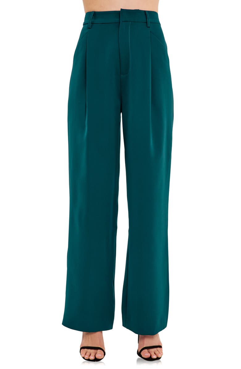 Endless Rose Classic Pleated Suit Trousers, Alternate, color, Emerald