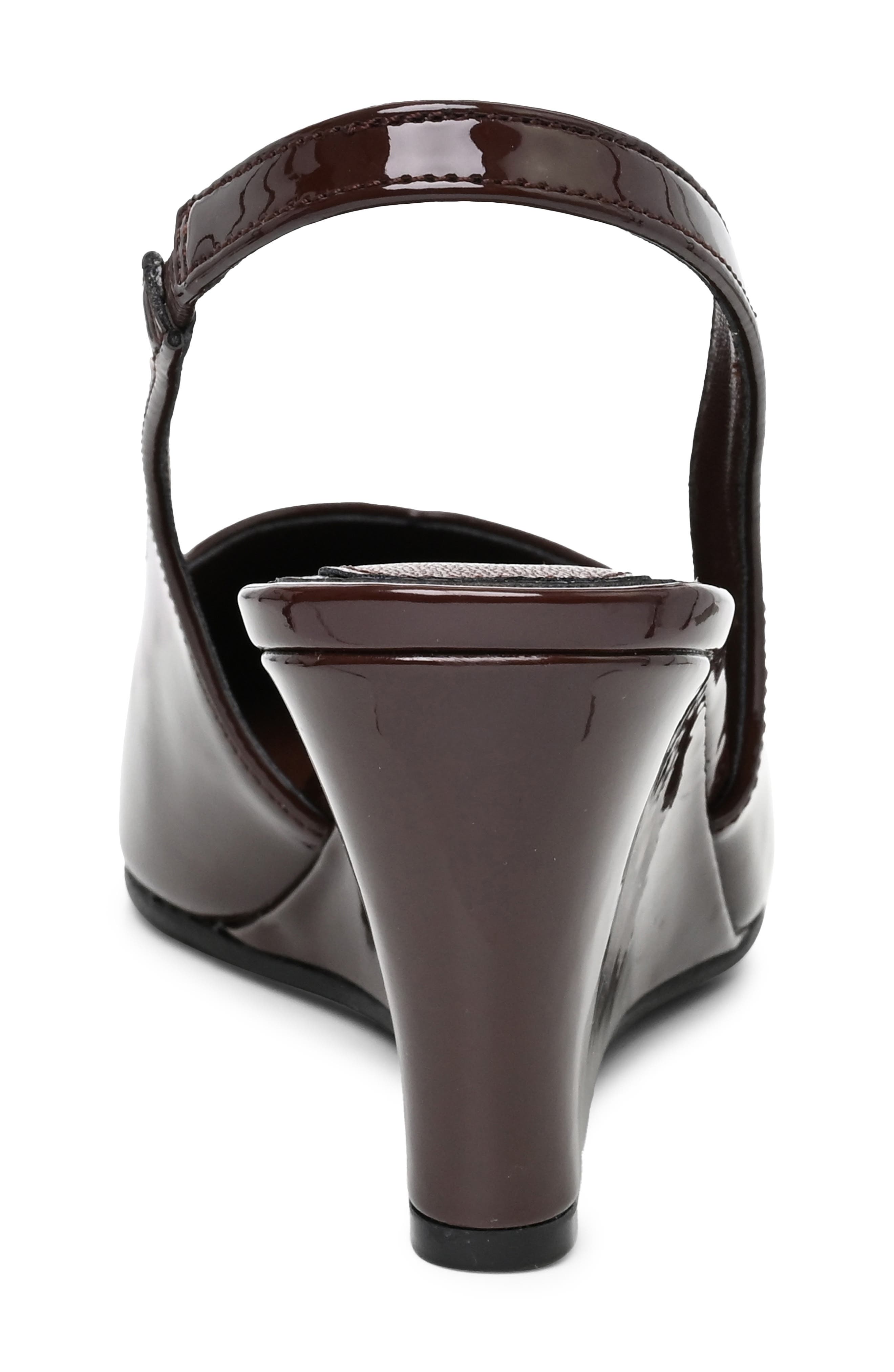 Pointed Toe Slingback Pump, Alternate, color, CHOCOLATE PATENT