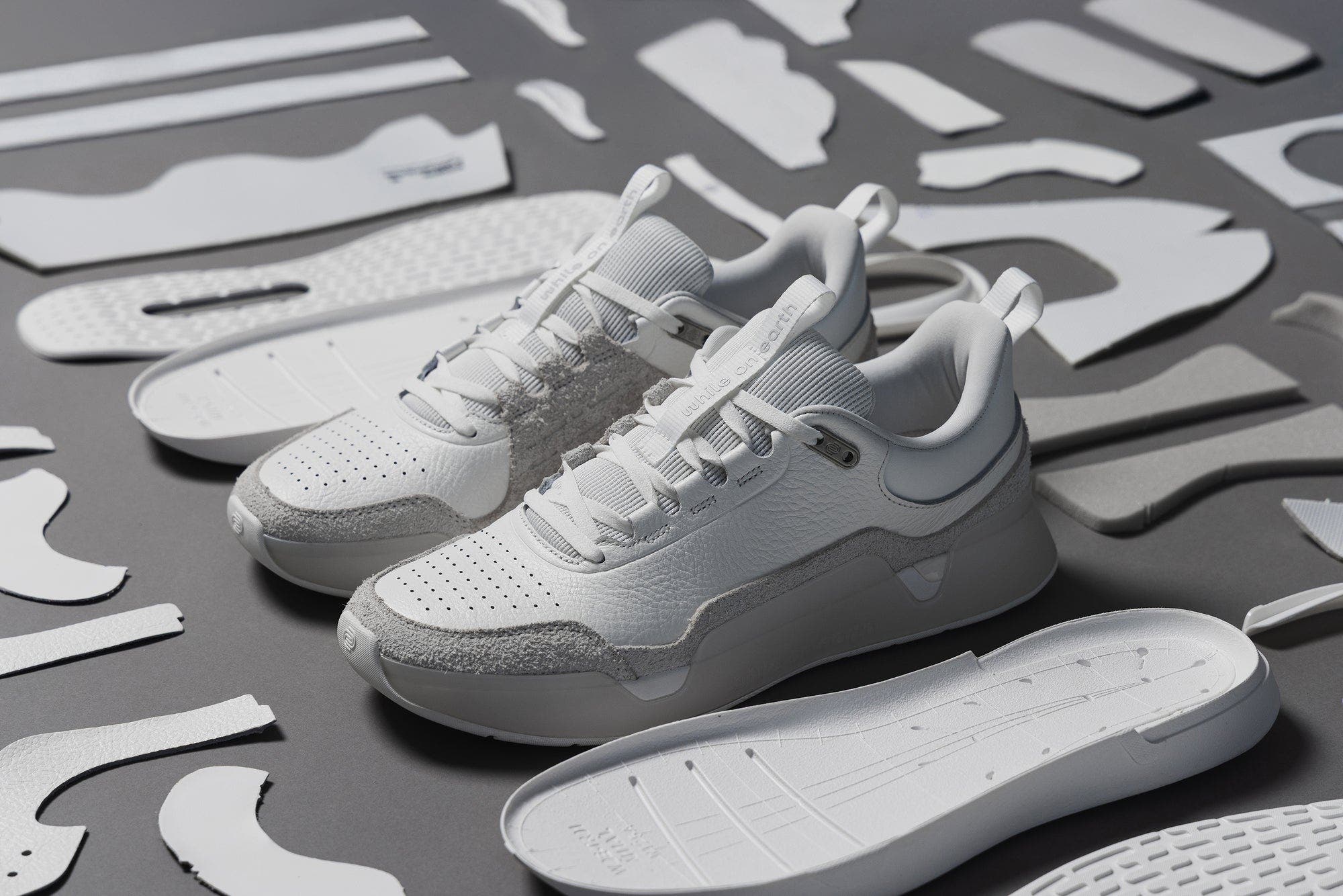 Leather Trainer, Alternate, color, White