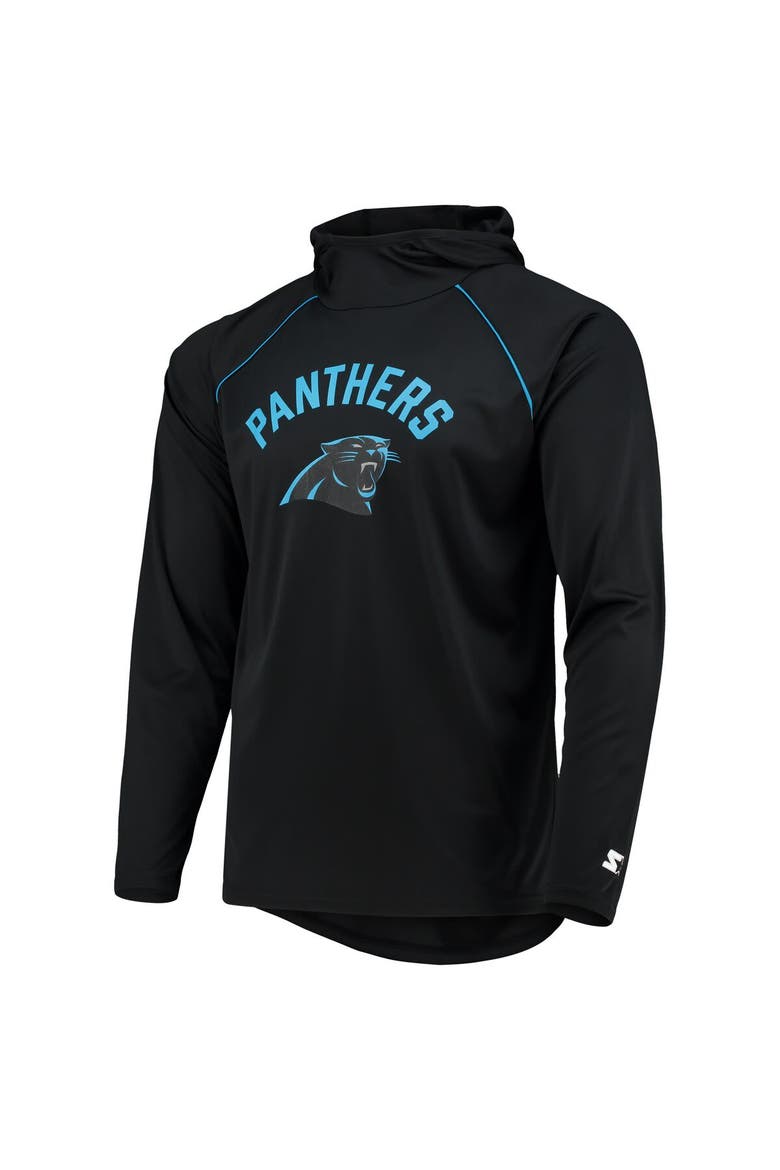 Men's Starter Black Carolina Panthers Raglan Long Sleeve Hoodie T-Shirt, Alternate, color, Black