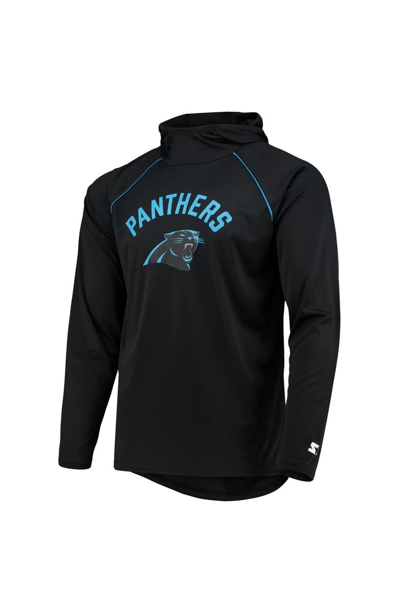 STARTER Men's Starter Black Carolina Panthers Raglan Long Sleeve Hoodie T-Shirt, Alternate, color, Black