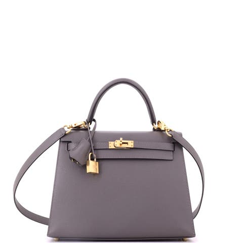 Kelly Handbag Grey Epsom with Gold Hardware 25