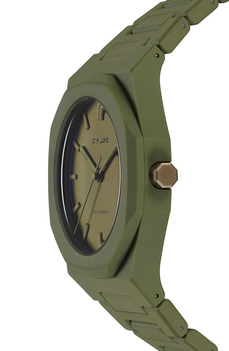 D1 Milano Polycarbon Bracelet Watch, 40.5mm, Alternate, color, Military Green
