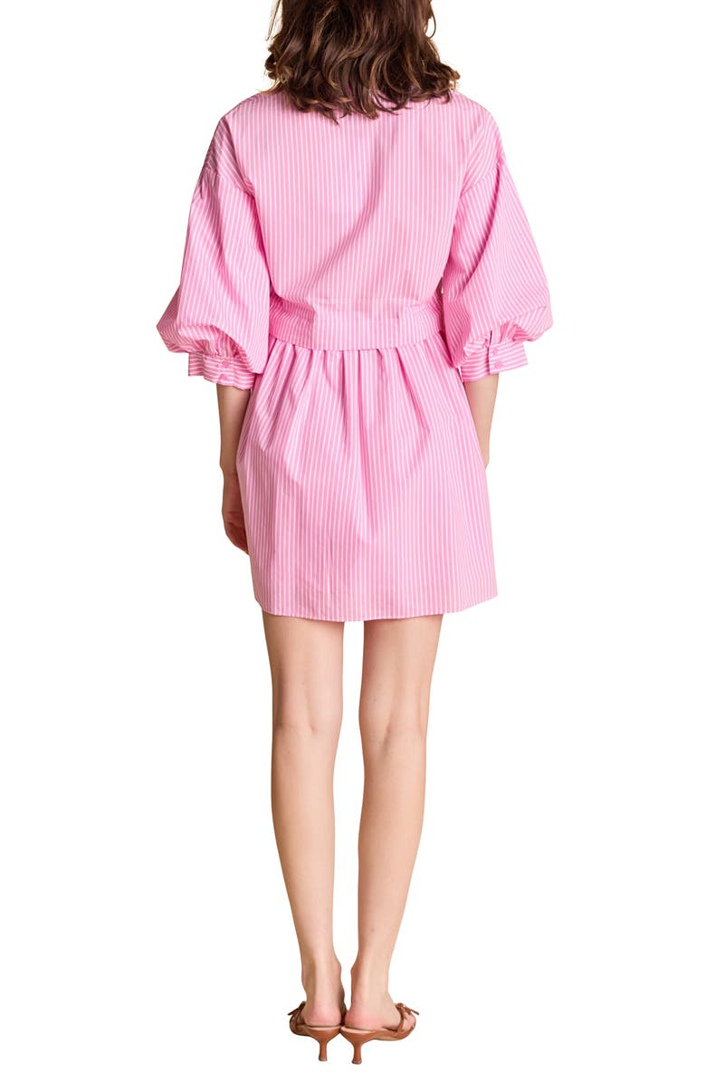 English Factory Stripe Puff Sleeve Cotton Blend Minidress, Alternate, color, 