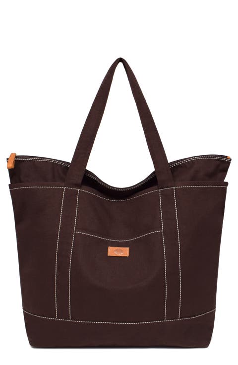 Kylee Contrast Stitched Canvas Travel Tote