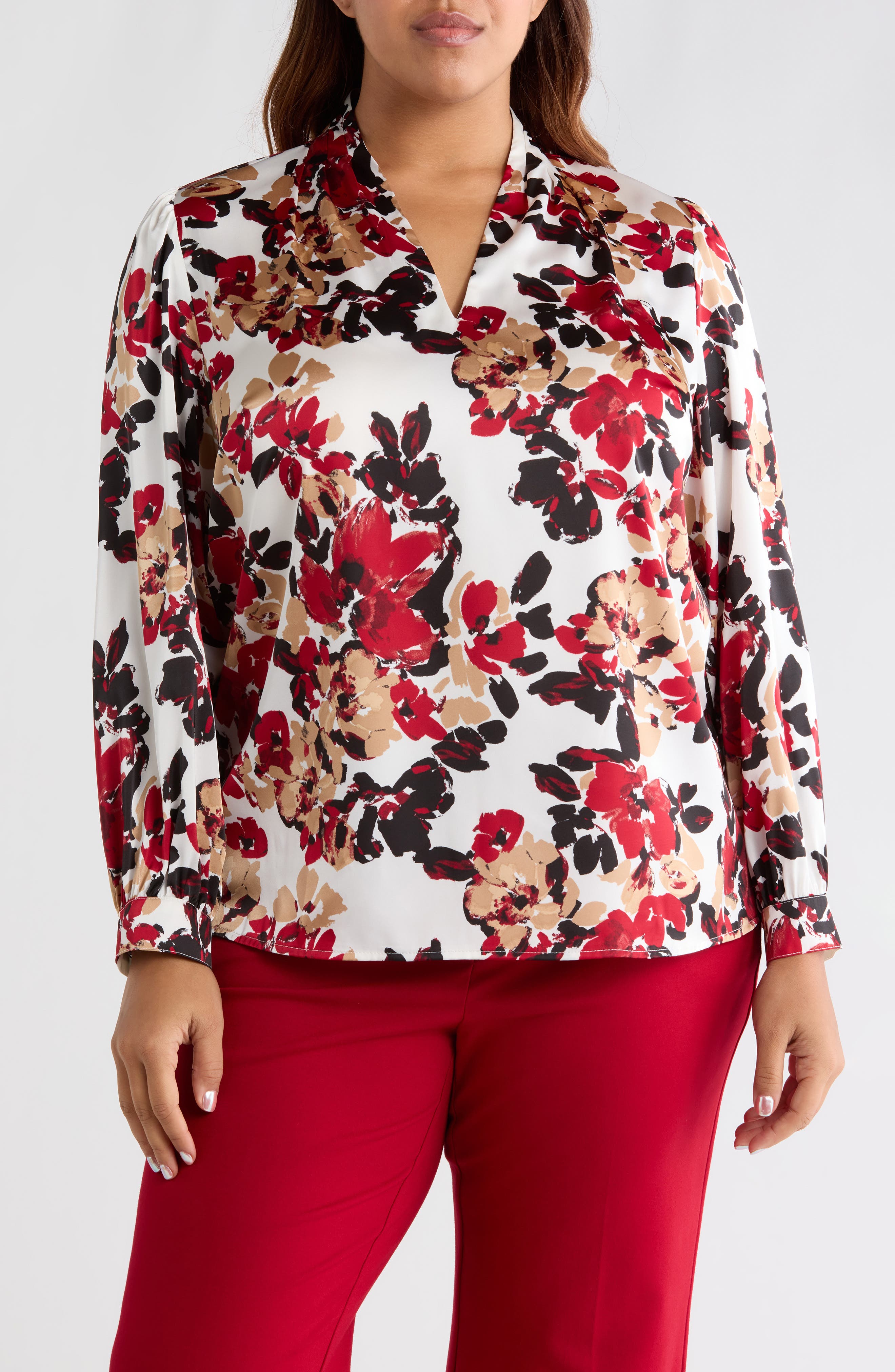 Floral Print Pleated Shoulder Top