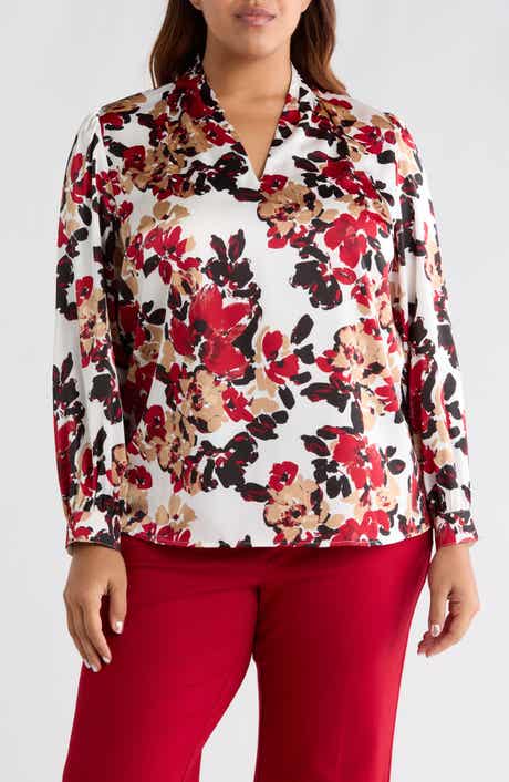 Floral Print Pleated Shoulder Top