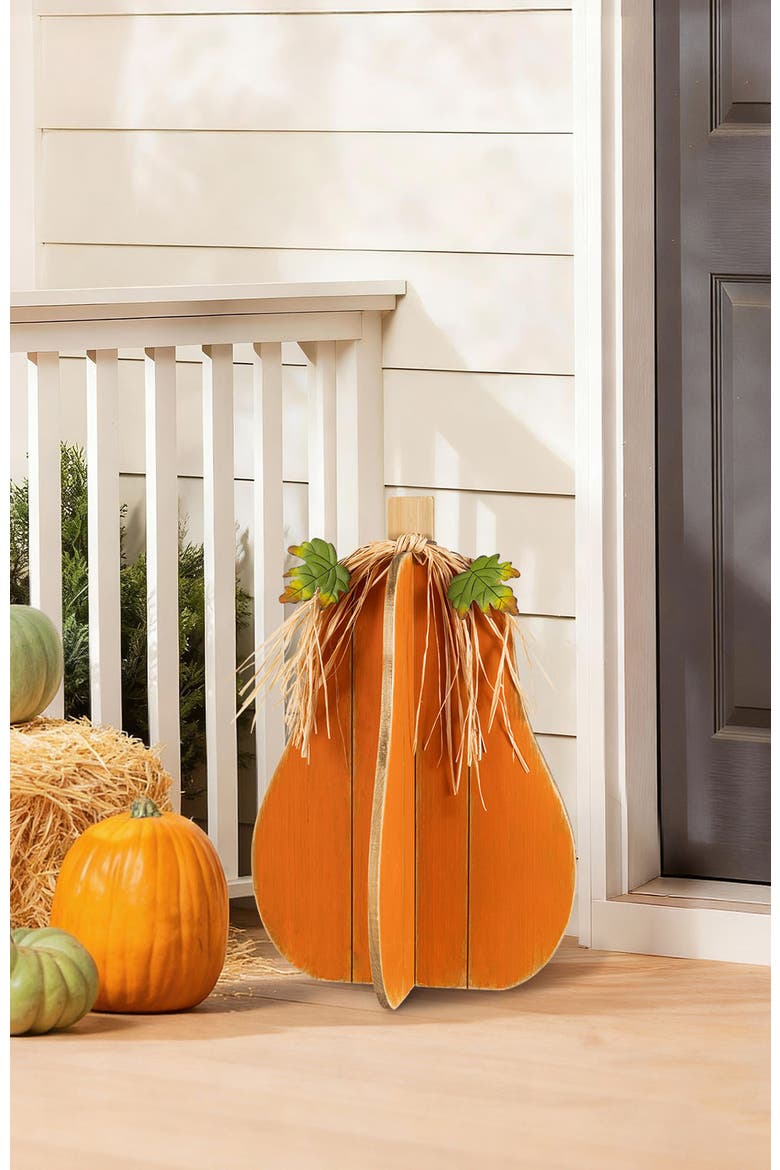 Fall Wood Interlocking Pumpkin Porch Decor, Alternate, color, Orange