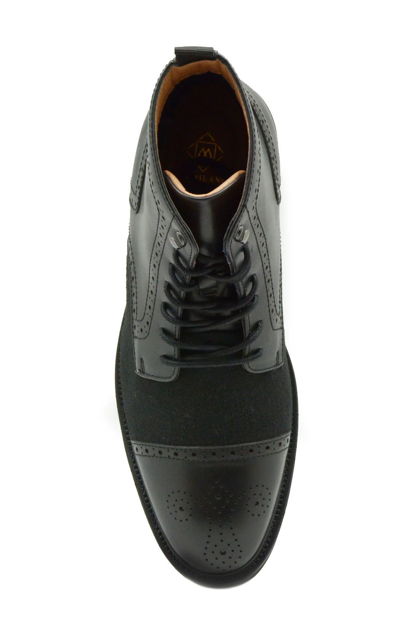 La Milano Questo Brogue Combat Boot, Alternate, color, Black