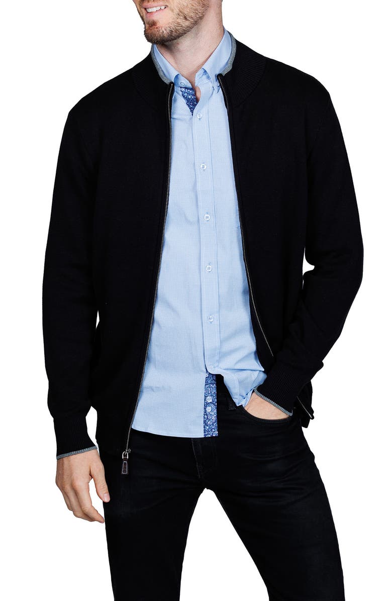 TailorByrd Fine Knit Full Zip Jacket, Alternate, color, Black