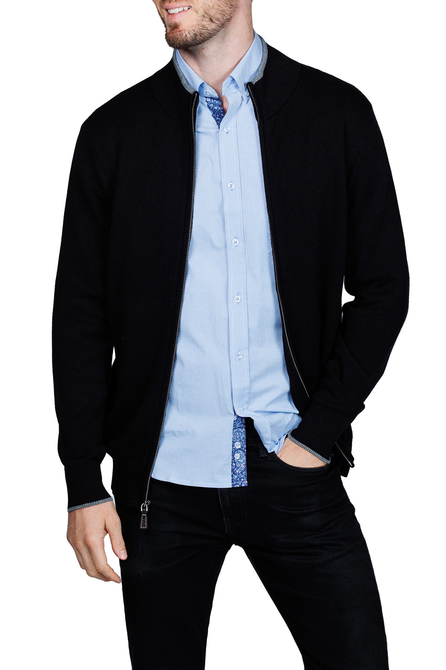 6913 Postcode TailorByrd Fine Knit Full Zip Jacket (Men) | Nordstromrack
