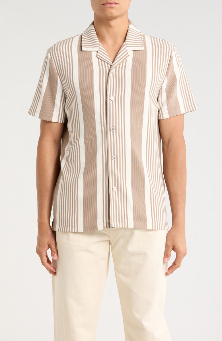TRUTH Stripe Camp Shirt, Main, color, Oatmeal/ White