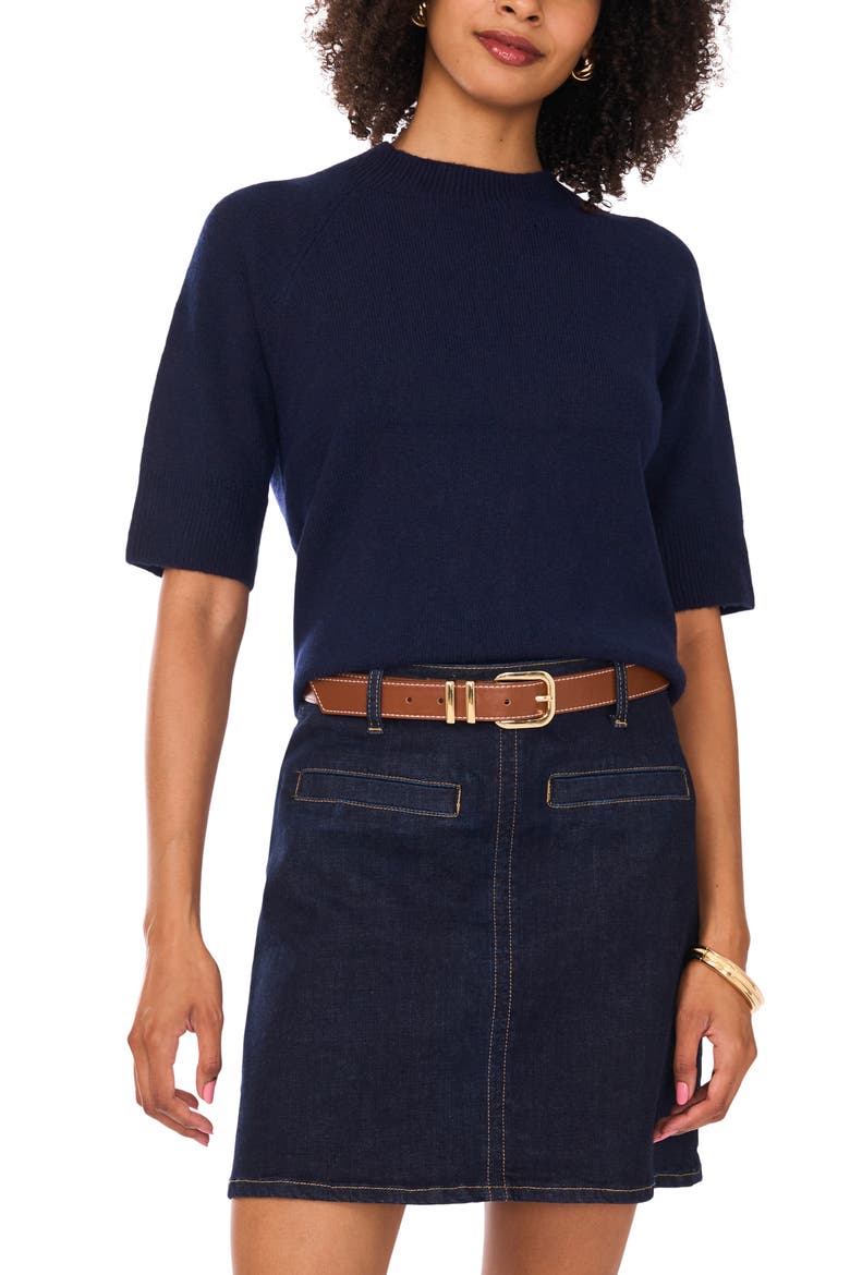 Mock Neck Sweater, Main, color, CLASSIC NAVY