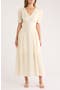 Ruched Sleeve V-Neck Midi Dress