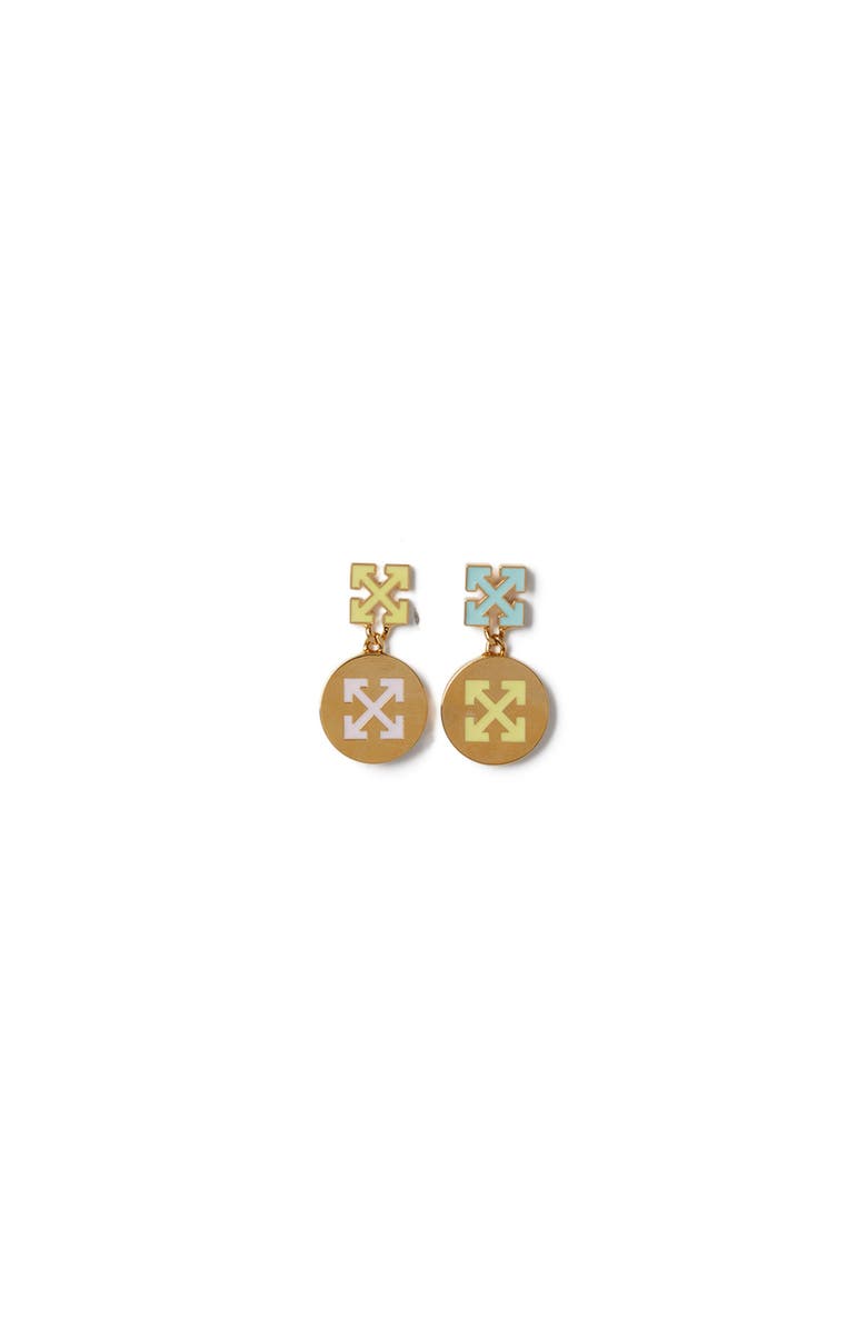 OFF WHITE Women's Gold Arrow Button Earrings, Main, color, 