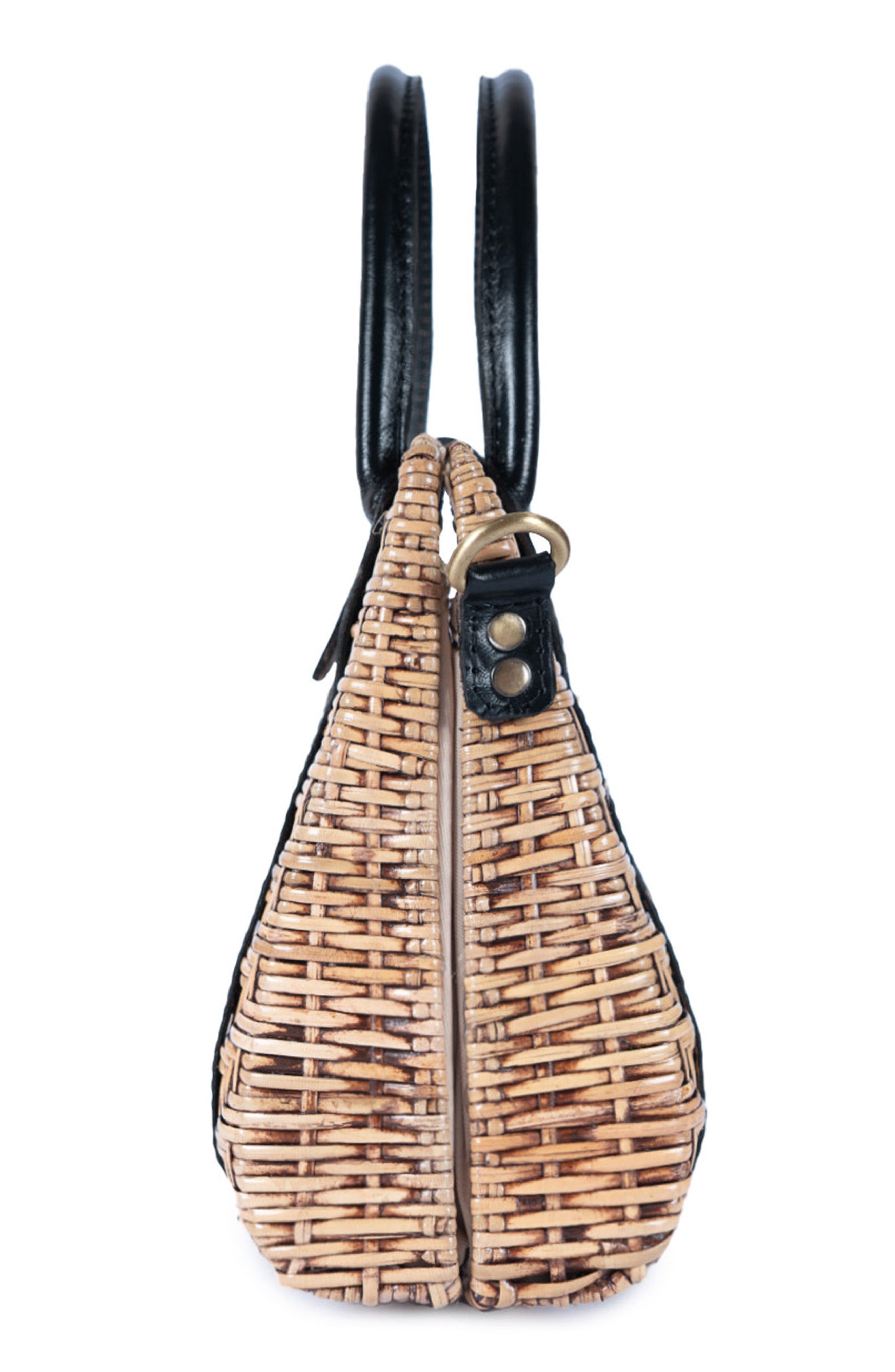 Jelavu Morgana Rattan & Leather Shoulder Bag, Alternate, color, 