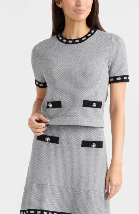 Contrast Trim Short Sleeved Sweater