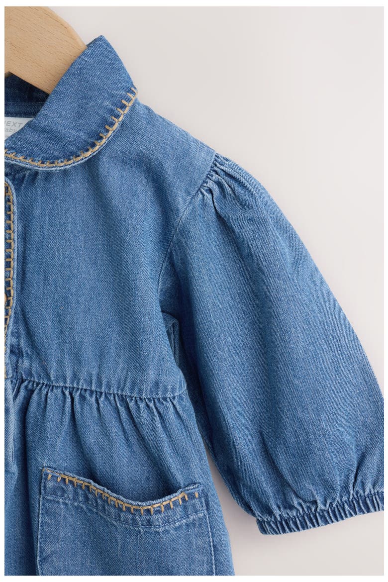 Kids' Denim Romper, Alternate, color, BLUE
