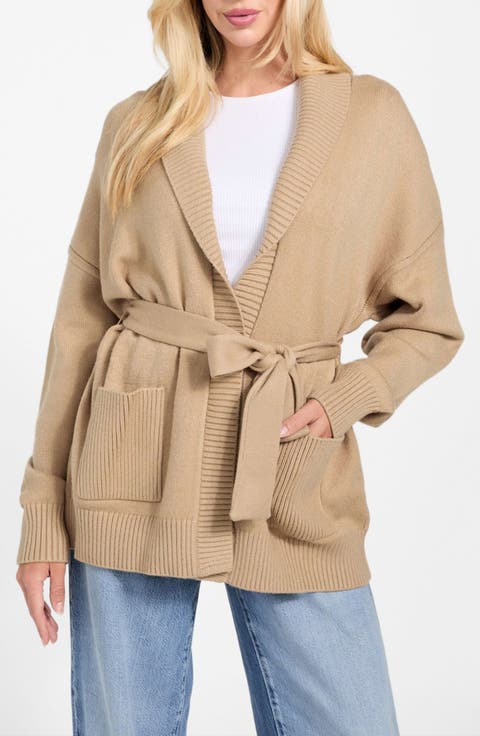 Belted Shawl Collar Cardigan