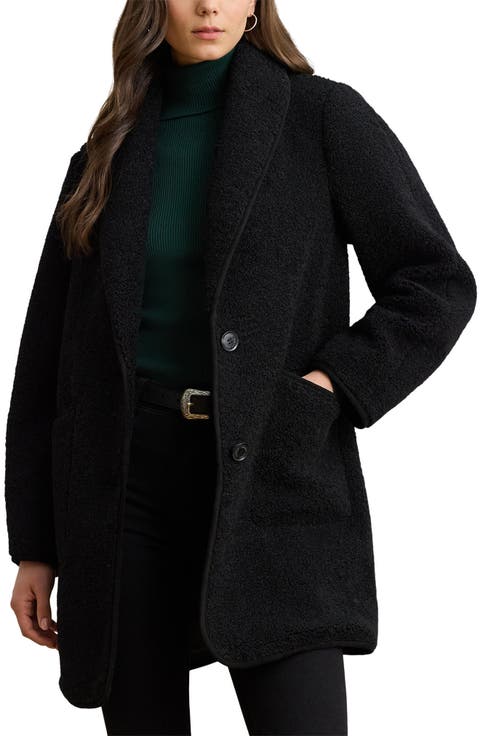 Shawl Collar Faux Shearling Coat