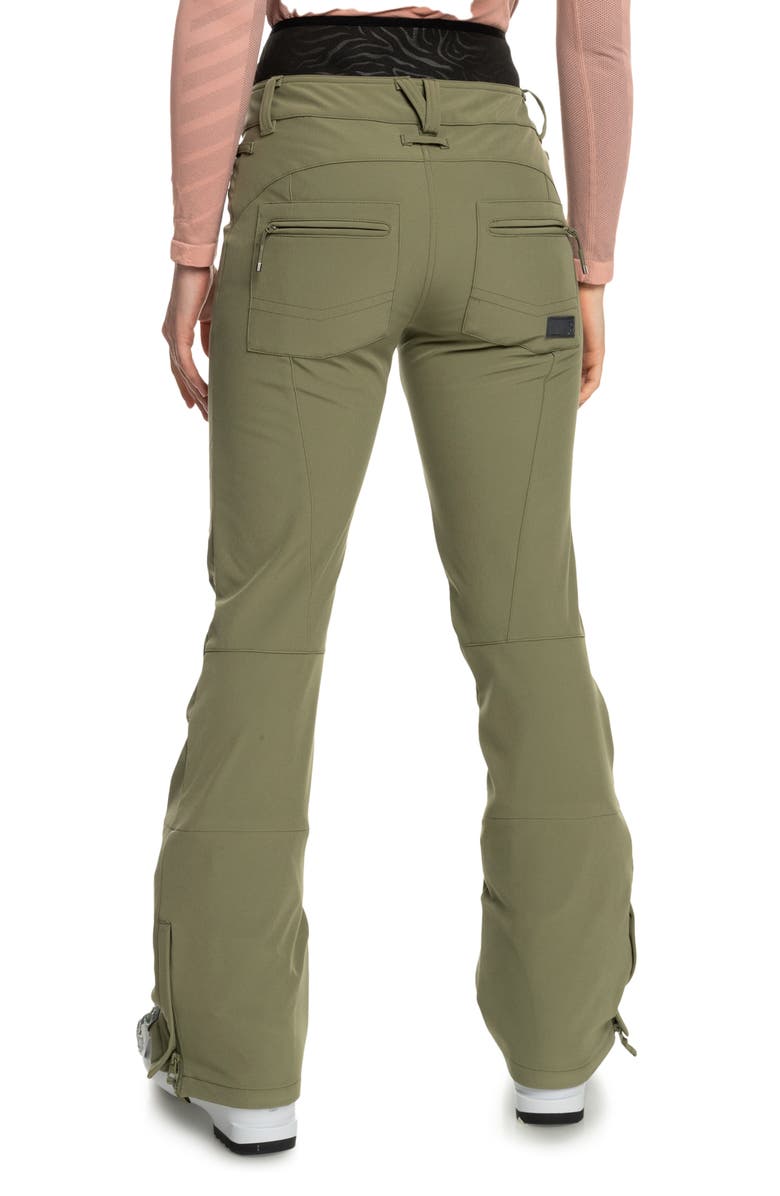 Roxy Rising High Waterproof Shell Snow Pants, Alternate, color, Deep Lichen Green
