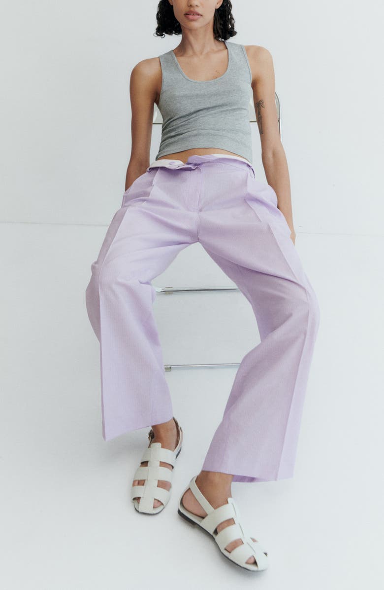 MANGO Pinstripe Wide Leg Pants, Alternate, color, 