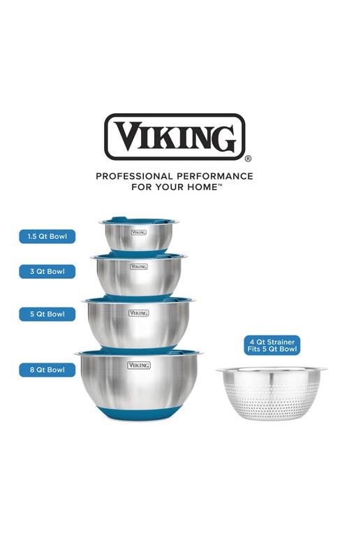 Viking 9 Pc Stainless Steel Bowl Set With Strainer In Teal
