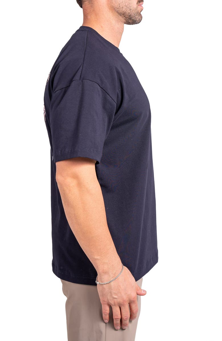 Maceoo Ascension Stars Appliqué Cotton Graphic T-Shirt, Alternate, color, Black