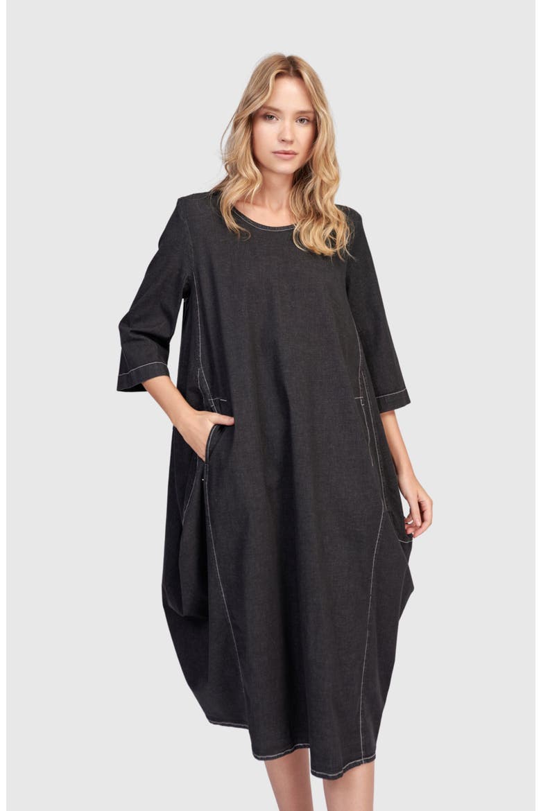 Liberty Oversized Cocoon Dress, Main, color, Black Denim