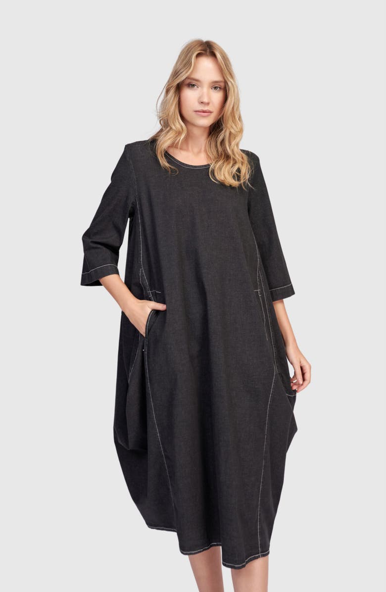 Alembika Liberty Oversized Cocoon Dress, Main, color, Black Denim