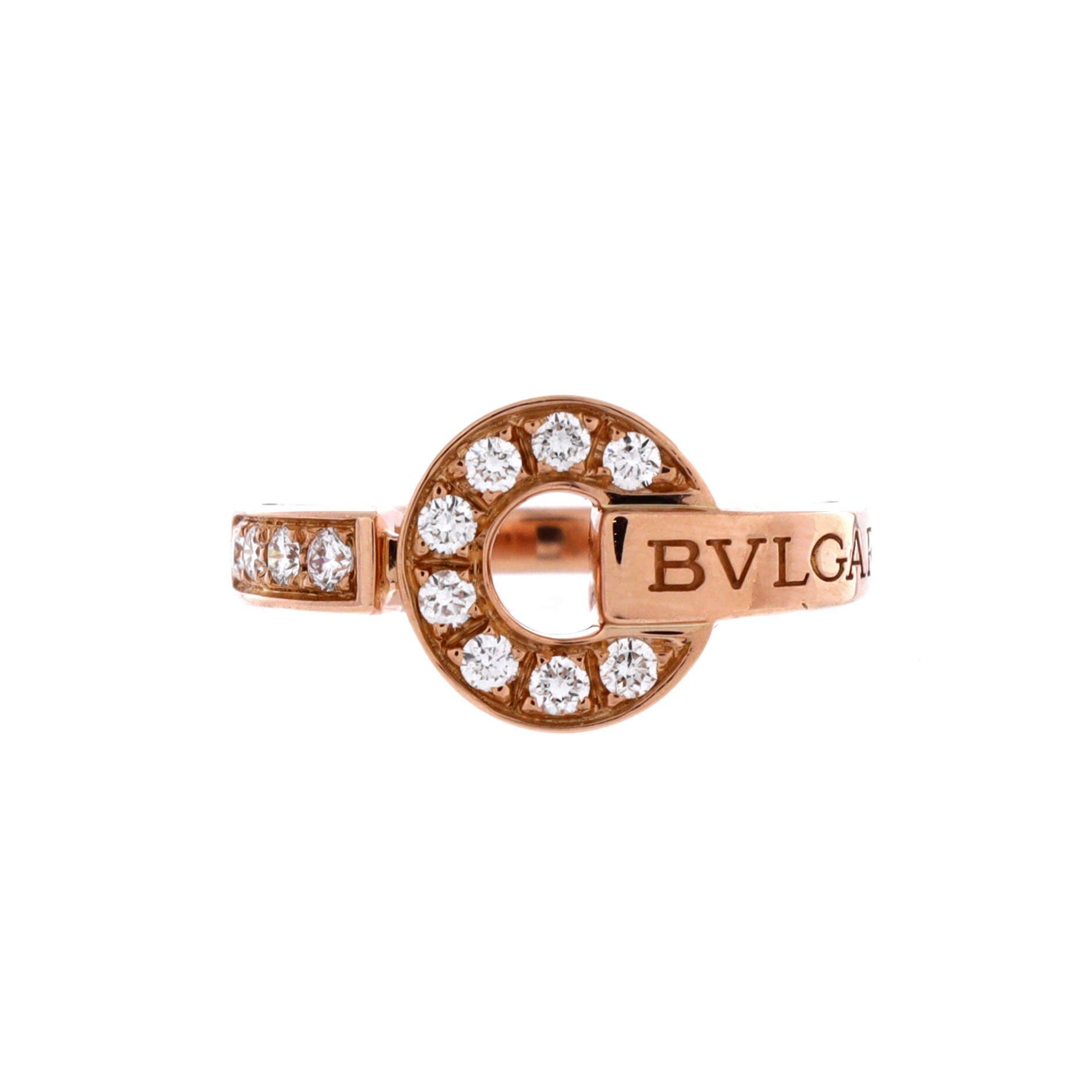 Bvlgari Bvlgari Ring 18K Rose Gold and Diamonds, Main, color, Metallic Gold