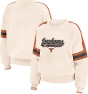 WEAR by Erin Andrews Women's WEAR by Erin Andrews  Cream Texas Longhorns Chenille Woven Patch Stripe Pullover Sweater