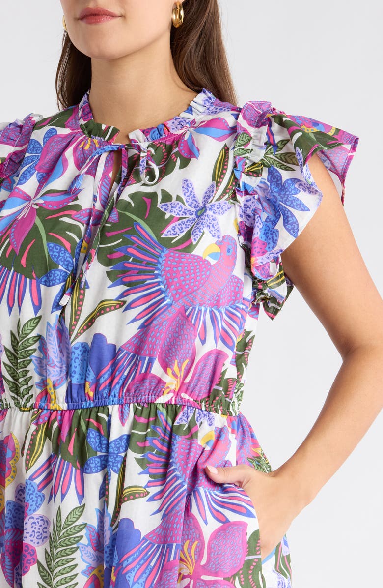 SUGARLIPS Evren Tropics Sardy Cotton Minidress, Alternate, color, Blue-Pink