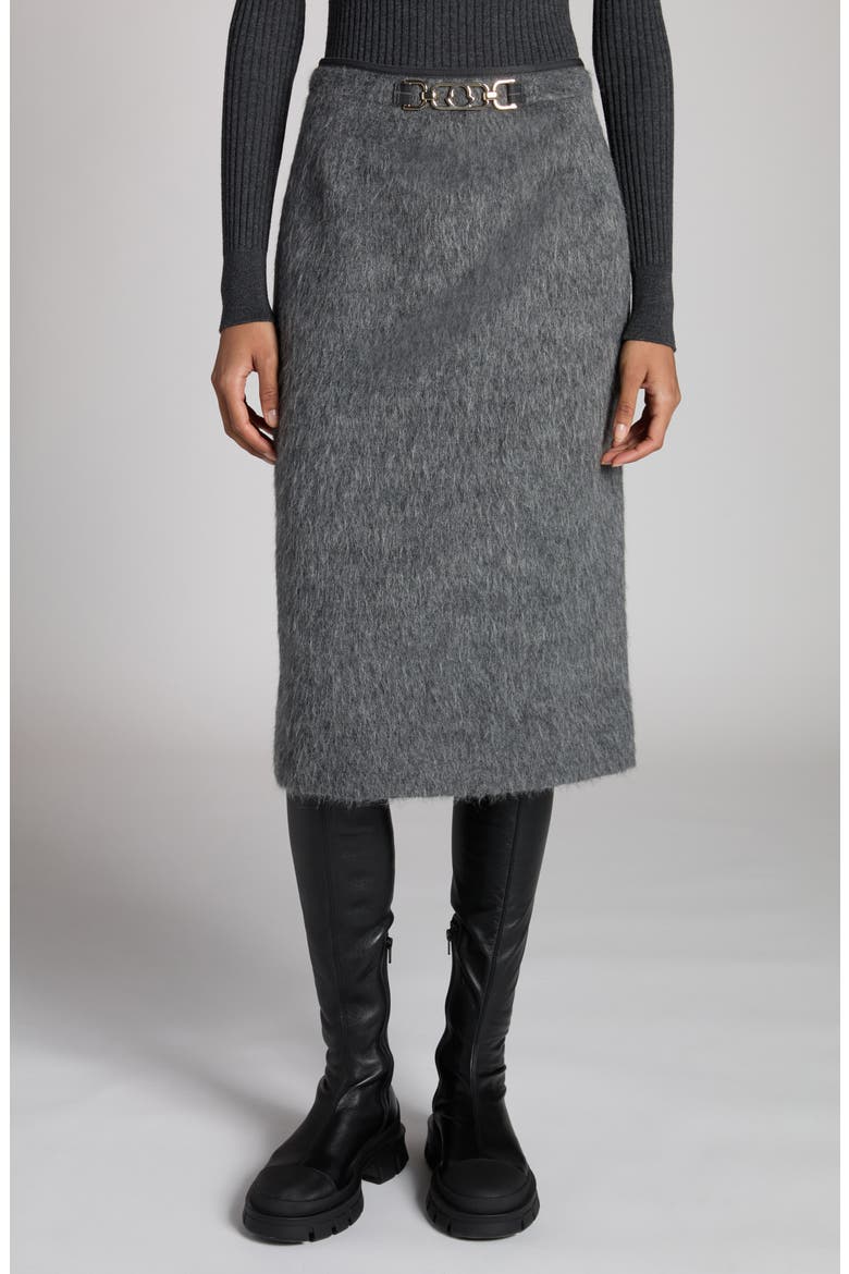 Fuzzy Wool Blend Skirt, Main, color, INTENSE GRAY MELANGE