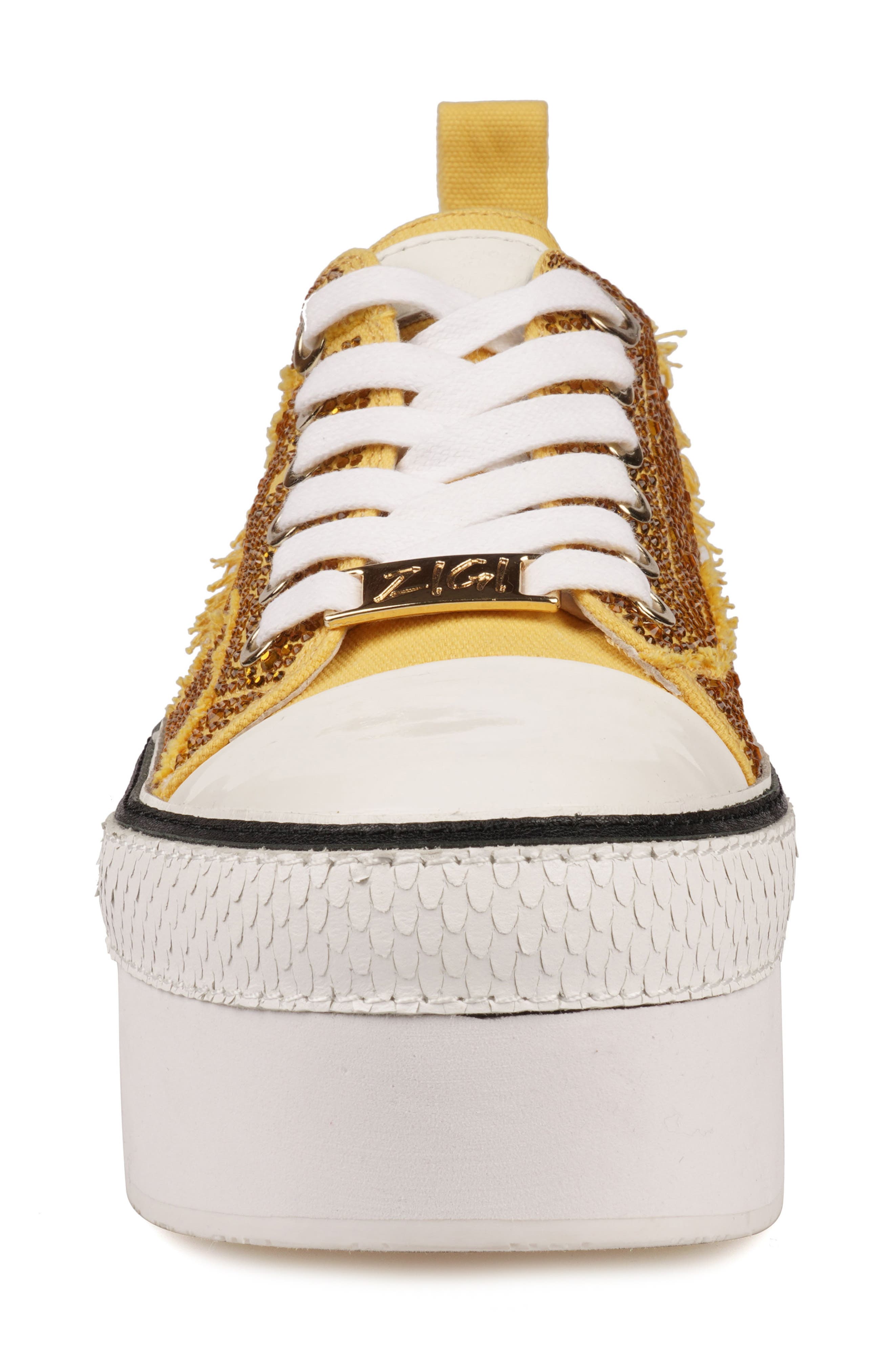 Koralay Rhinestone Platform Sneaker, Alternate, color, YELLOW CANVAS