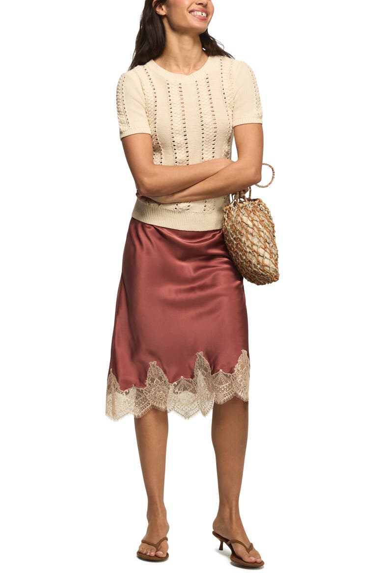 Pointelle Short Sleeve Sweater, Alternate, color, TURTLEDOVE